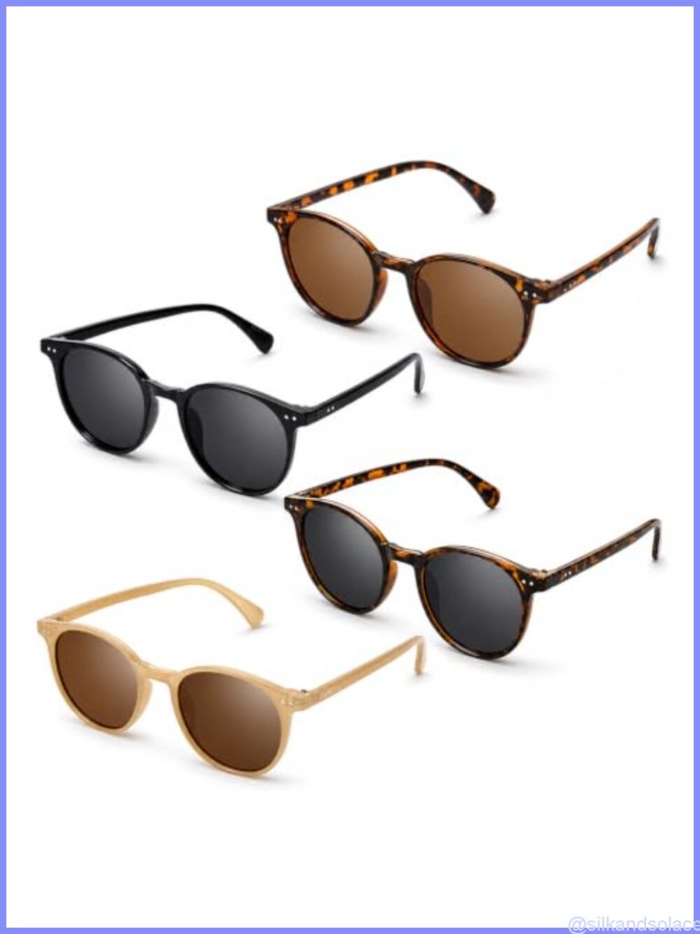 JATEBI 4 Pack Retro Round Polarized Sunglasses Small Face Women UV Protection